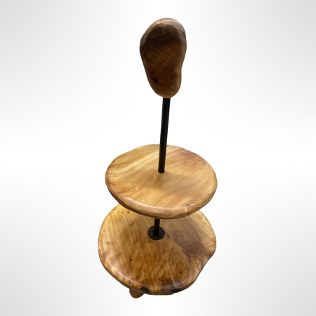 مضيفة مدور ديكور خشب بامبو ثقيل 2 طبقة في الوسط حامل مقبض 20 سم + 26 سم